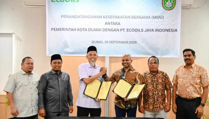 Wali Kota Dumai Teken MoU dengan PT. Eco Oils: Dorong Pemanfaatan Hasil Olahan Limbah Menjadi Produk Pembangunan Efisien