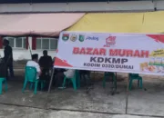 Kodim 0320 Dumai dan Koperasi Merah Putih Bagan Besar Gelar Bazar Sembako Murah